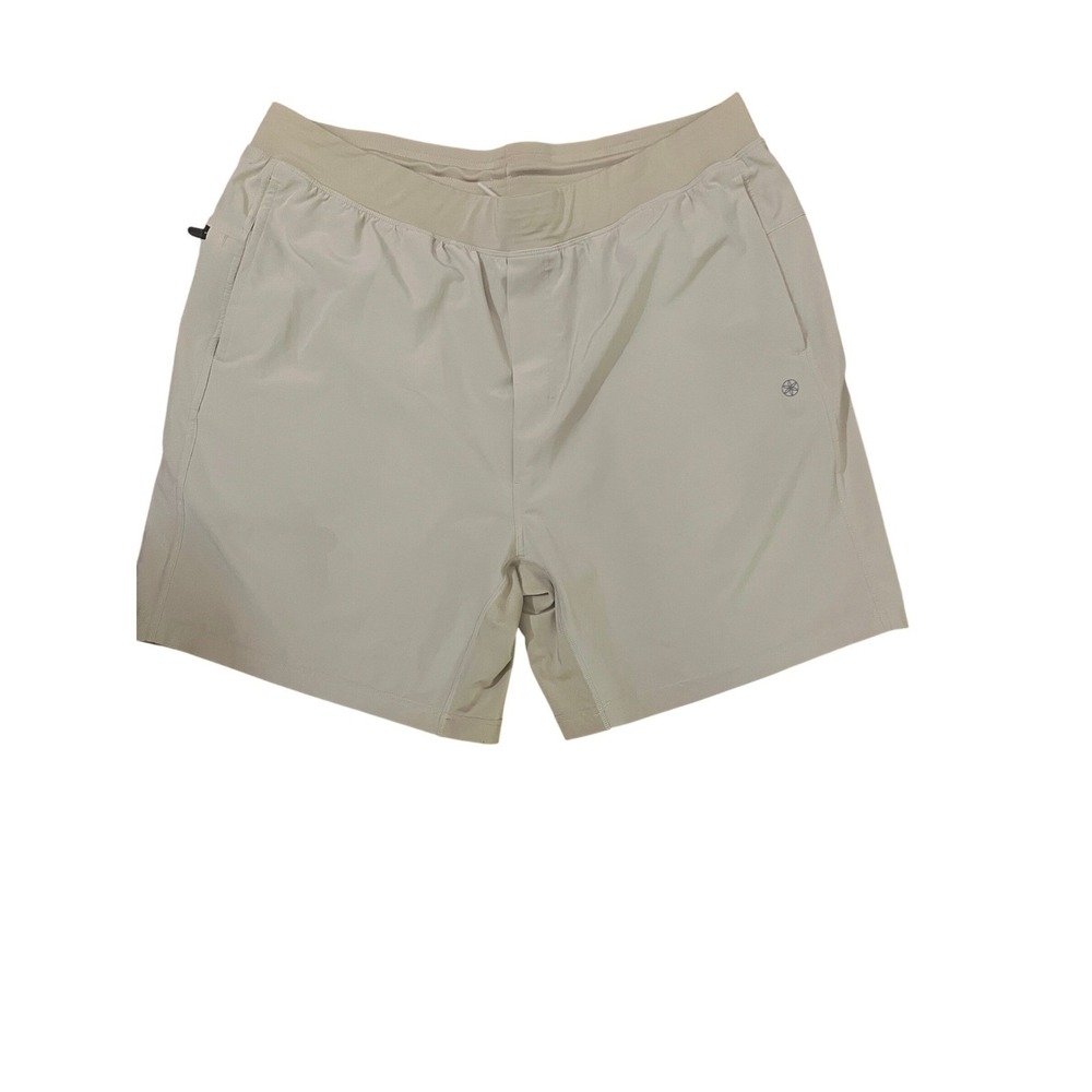 Gaiam Mens Performance Athletic Shorts Tan Khaki Lined XL Yoga Gym Training